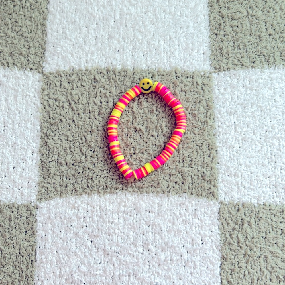 Sunset smiley clay bracelet!